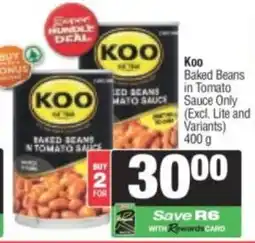 Spar Koo Baked Beans in Tomato Sauce Only offer
