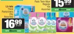 Spar Lil-lets Thick Pantyliners Assorted offer