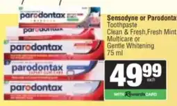 Spar Sensodyne or Parodontax Toothpaste offer