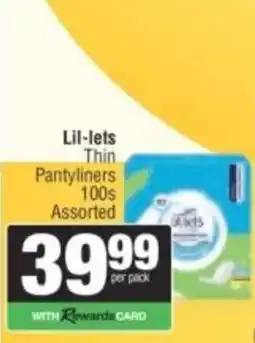 Spar Lil-lets Thin Pantyliners Assorted offer