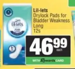 Spar Lil-lets Drylock Pads for Bladder Weakness Long offer