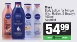Spar Nivea Body Lotion for Female Assorted offer