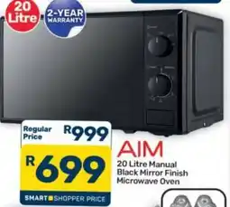 Pick n Pay Hypermarket AIM 20 Litre Manual Black Mirror Finish Microwave Oven offer