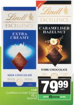 Spar Lindt Excellence or Lindor Singles Assorted offer