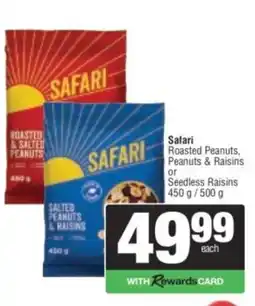 Spar Safari Roasted Peanuts, Peanuts & Raisins or Seedless Raisins offer