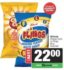 Spar Willards Cheese Curls or Flings Assorted offer