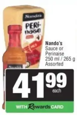 Spar Nando's Sauce or Perinaise Assorted offer