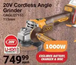 Mica 20V Cordless Angle Grinder CAGLI27153 offer