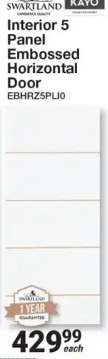 Mica Swartland Interior 5 Panel Embossed Horizontal Door offer