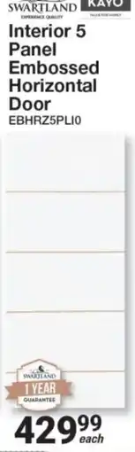 Mica Swartland Interior 5 Panel Embossed Horizontal Door offer