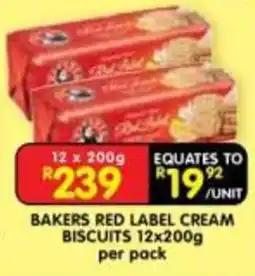 Shoprite Bakers Red Label Cream Biscuits offer