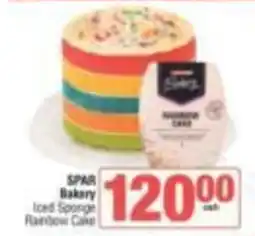 KwikSpar SPAR Bakery Iced Sponge Rainbow Cake offer