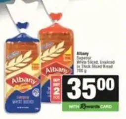 SuperSpar Albany Superior White Sliced, Unsliced or Thick Sliced Bread offer