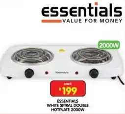 Shoprite Essentials White Spiral Double Hotplate 2000W offer