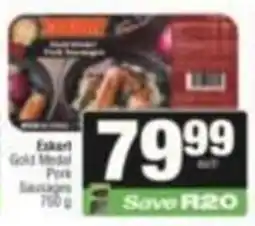 SuperSpar Eskart Gold Medal Pork Sausages offer