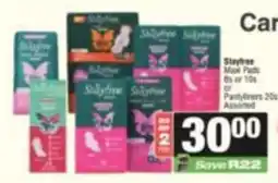 SuperSpar Stayfree Maxi Pads or Pantyliners Assorted offer
