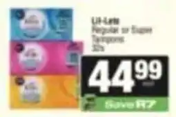 SuperSpar Li-Lab Regular or Super Tampons offer