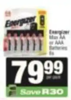 SuperSpar Energizer Max AA or AAA Batteries offer
