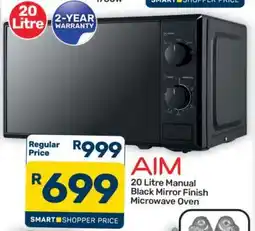 Pick n Pay Hypermarket AIM 20 Litre Manual Black Mirror Finish Microwave Oven offer