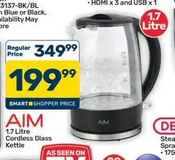 Pick n Pay Hypermarket AIM 1.7 Litre Cordless Glass Kettle offer