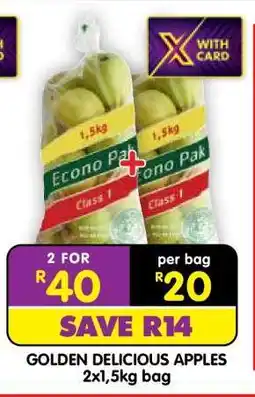 Shoprite GOLDEN DELICIOUS APPLES 2x1,5kg bag offer