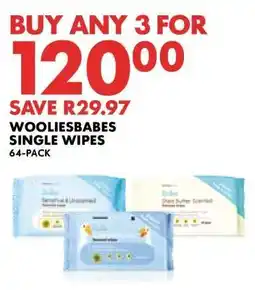 Woolworths WOOLIESBABES SINGLE WIPES offer