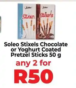 Food Lover's Market Soleo Stixels Chocolate or Yoghurt Coated Pretzel Sticks 50 g offer