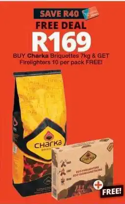 Checkers Charka Briquettes 7kg & Firelighters offer