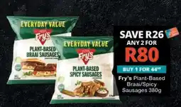 Checkers Fry’s Plant-Based Braai/Spicy Sausages 380g offer
