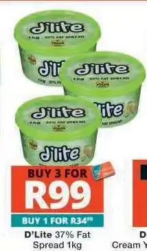 Checkers D'LITE 37% FAT SPREAD 1kg offer