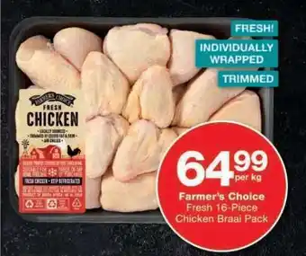 Checkers Farmer's Choice Fresh 16-Piece Chicken Braai Pack offer