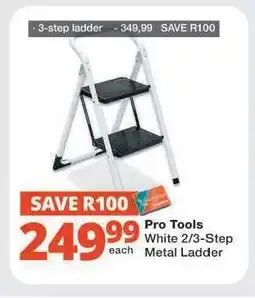 Checkers Pro Tools White 2/3-Step Metal Ladder offer
