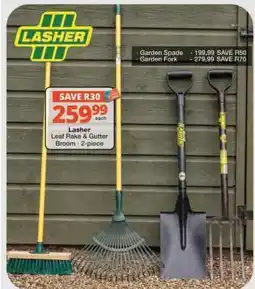 Checkers Lasher Leaf Rake & Gutter Broom - 2-piece offer