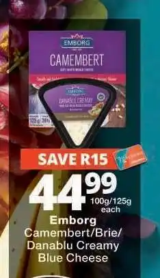 Checkers Emborg Camembert/Brie/Danablu Creamy Blue Cheese offer