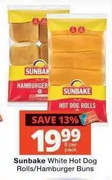Checkers Sunbake White Hot Dog Rolls/Hamburger Buns offer