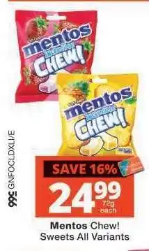 Checkers Mentos Chew! Sweets All Variants offer
