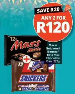 Checkers Mars/Snickers/Bounty/Twix Mini Chocolate Bars 227g offer