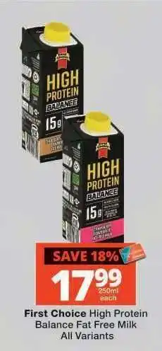 Checkers First Choice High Protein Balance Fat Free Milk offer