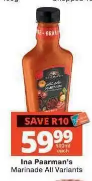 Checkers Ina Paarman's Marinade All Variants offer