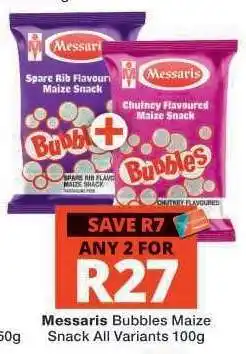 Checkers MESSARIS Bubbles Maize Snack offer