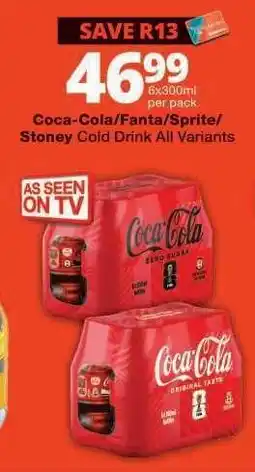 Checkers Coca-Cola/Fanta/Sprite/Stoney Cold Drink All Variants offer