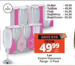 Checkers Lav Empire Glassware Range offer