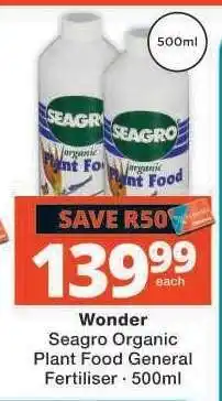 Checkers Wonder Seagro Organic Plant Food General Fertiliser offer
