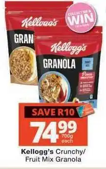 Checkers Kellogg’s Crunchy/Fruit Mix Granola offer