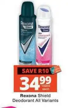 Checkers Rexona Shield Deodorant All Variants offer