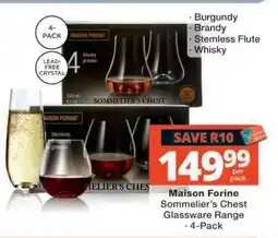 Checkers Maison Forine Sommelier’s Chest Glassware Range 4-Pack offer