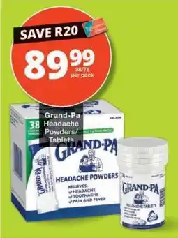 Checkers Grand-Pa Headache Powders/Tablets offer