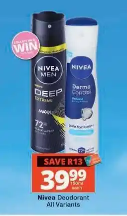 Checkers Nivea Deodorant offer
