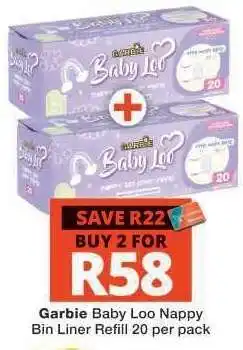 Checkers Garbie Baby Loo Nappy Bin Liner Refill 20 per pack offer