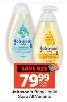 Checkers Johnson's Baby Liquid Soap All Variants offer